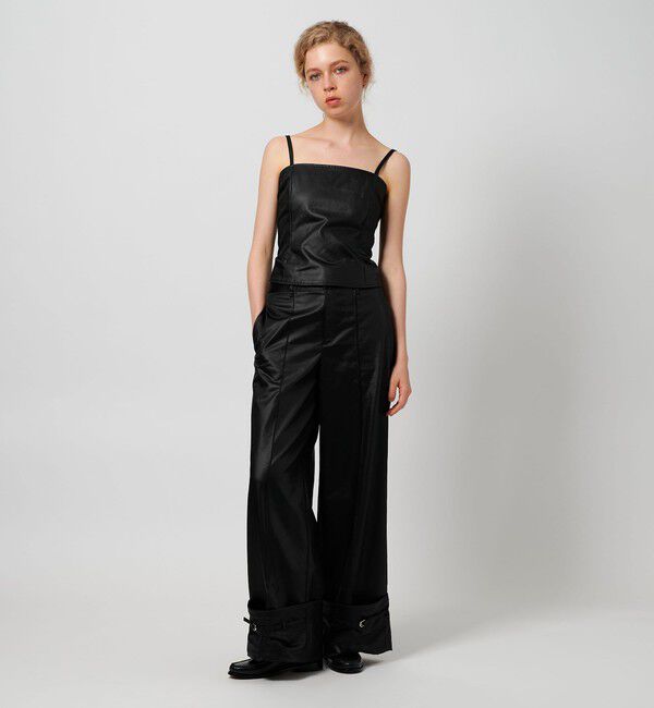 ATTISESSION「＜ATTISESSION＞レザーライク ベルト ワイドパンツ」|その他|BLACK