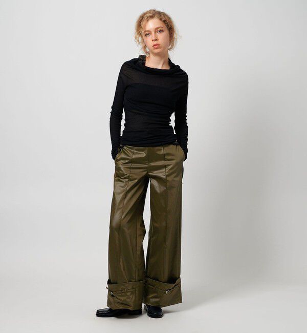 ATTISESSION「＜ATTISESSION＞レザーライク ベルト ワイドパンツ」|その他|