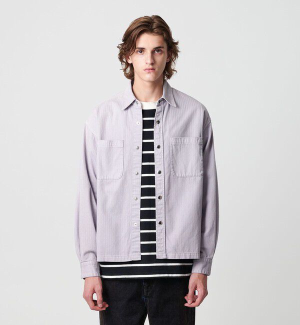 MONKEY TIME「ドビー ヘリンボーン ミリタリー シャツ」|シャツ・ブラウス|PURPLE