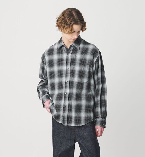 MONKEY TIME「ディストレスト ネル チェック シャツ」|シャツ・ブラウス|