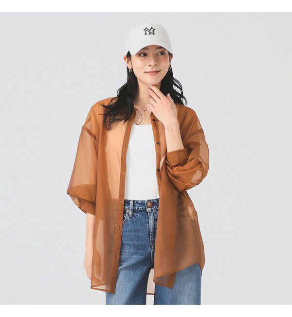 Ray BEAMS 「シアー ボリュームスリーブ シャツ」|シャツ・ブラウス|BROWN