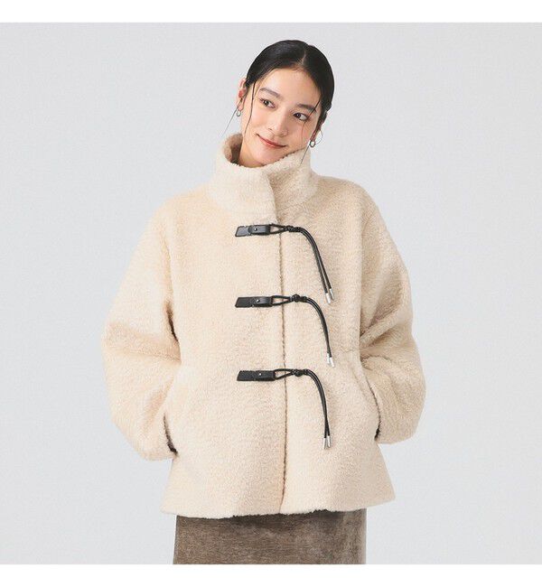 Ray BEAMS 「シャギー トグルボタン ハーフ コート」|ダッフルコート|