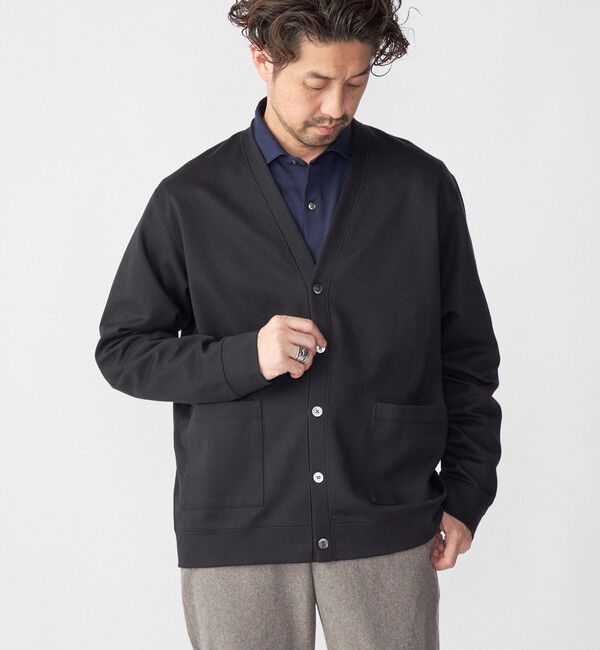 SHIPS「SHIPS: ハイゲージ ダンボールニットカーディガン」|カーディガン|ブラック