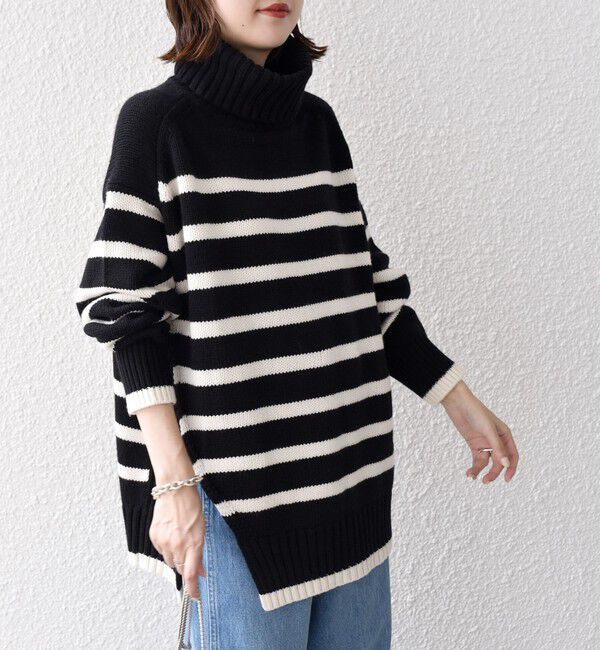 SHIPS for women「〈手洗い可能〉サイド スリット タートル プルオーバー」|ニット・セーター|