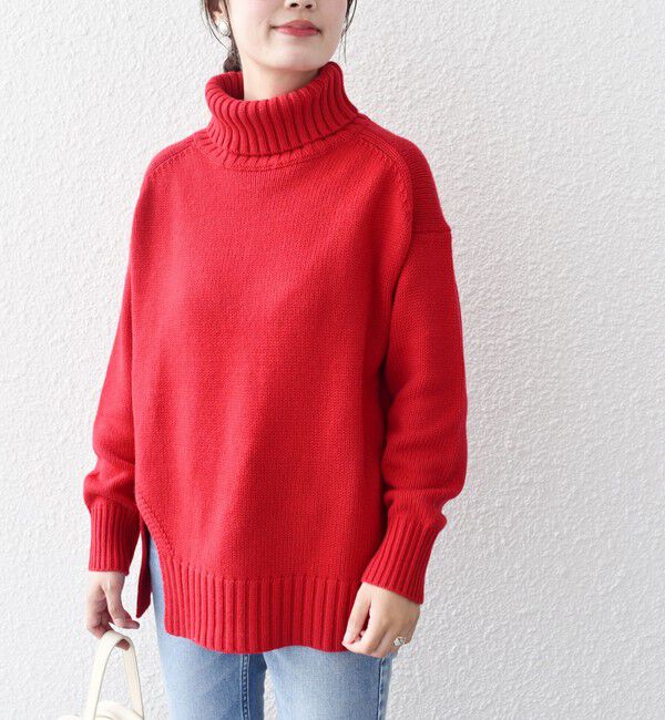 SHIPS for women「〈手洗い可能〉サイド スリット タートル プルオーバー」|ニット・セーター|