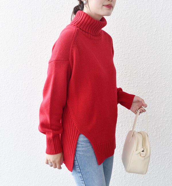 SHIPS for women「〈手洗い可能〉サイド スリット タートル プルオーバー」|ニット・セーター|