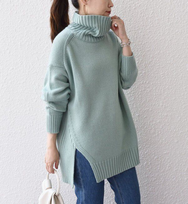 SHIPS for women「〈手洗い可能〉サイド スリット タートル プルオーバー」|ニット・セーター|
