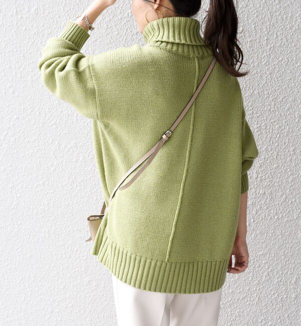 SHIPS for women「〈手洗い可能〉サイド スリット タートル プルオーバー」|ニット・セーター|ライム