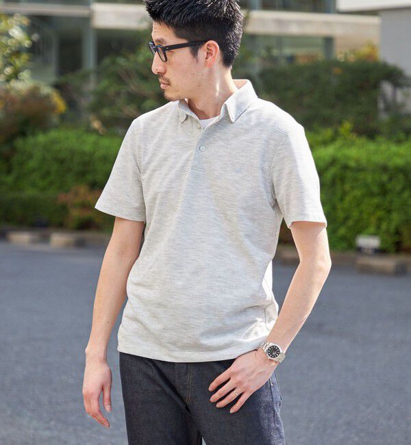 SHIPS「【WEB限定】SHIPS: 吸水速乾・UVケア Drymix（R）ワンポイントロゴ レギュラーカラー ポロシャツ」|ポロシャツ|ライトグレー