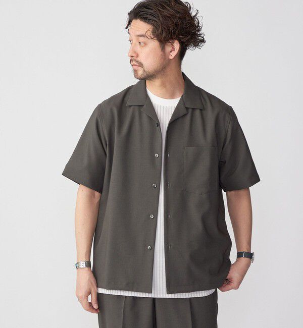 SHIPS「SHIPS: MADE IN JAPAN ドライタッチ オープンカラーシャツ 23SS」|シャツ・ブラウス|ダークグレー