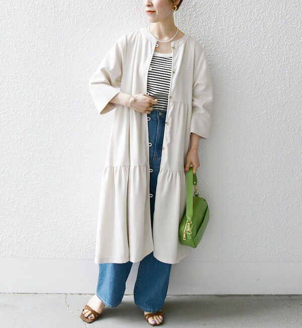 SHIPS any「SHIPS any:〈洗濯機可能〉リサイクル ブレンドリネン ティアード ワンピース 羽織り」|その他|
