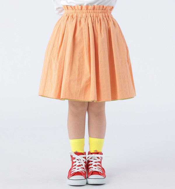 SHIPS KIDS「SHIPS KIDS:100～130cm / リバーシブル ギャザー スカート」|フレア|オレンジ系