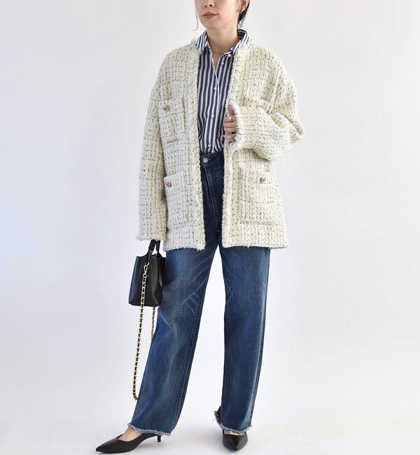 quaranciel「quaranciel: ファンシー ツイード ノーカラー ジャケット」|ノーカラージャケット|