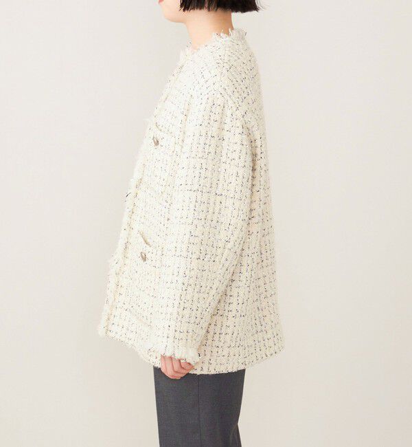 quaranciel「quaranciel: ファンシー ツイード ノーカラー ジャケット」|ノーカラージャケット|
