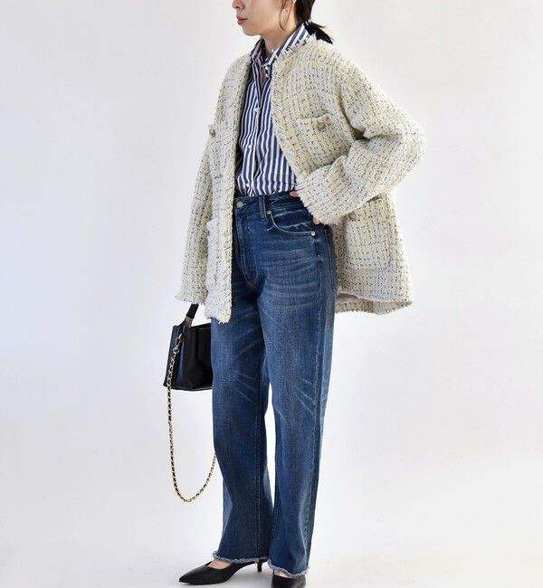 quaranciel「quaranciel: ファンシー ツイード ノーカラー ジャケット」|ノーカラージャケット|