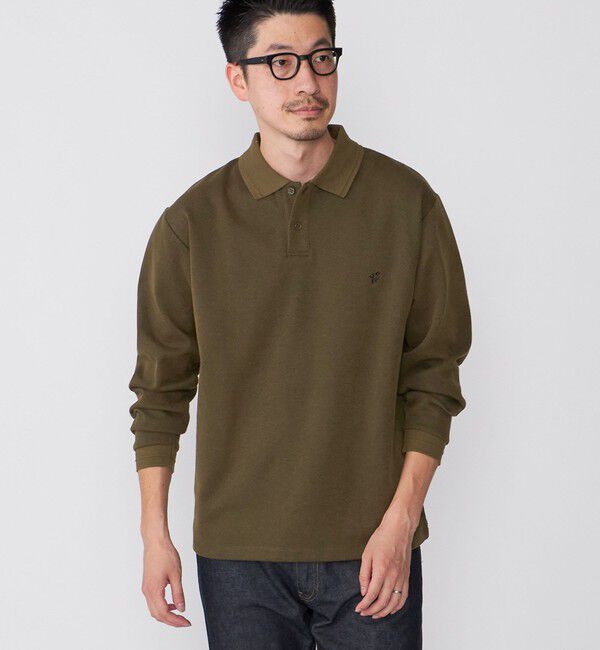 SHIPS「【WEB限定】SHIPS: ワンポイント ロゴ バーズアイ ロングスリーブ ポロシャツ」|ポロシャツ|オリーブ