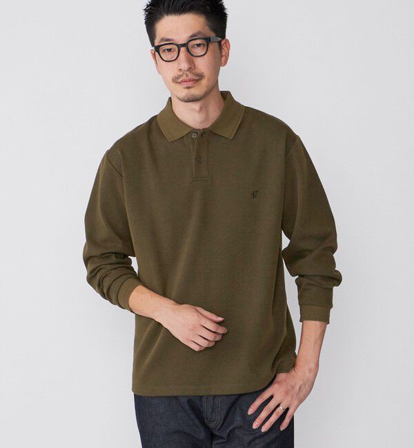 SHIPS「【WEB限定】SHIPS: ワンポイント ロゴ バーズアイ ロングスリーブ ポロシャツ」|ポロシャツ|