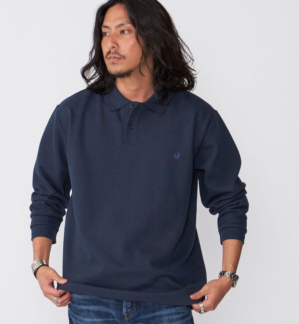 SHIPS「【WEB限定】SHIPS: ワンポイント ロゴ バーズアイ ロングスリーブ ポロシャツ」|ポロシャツ|