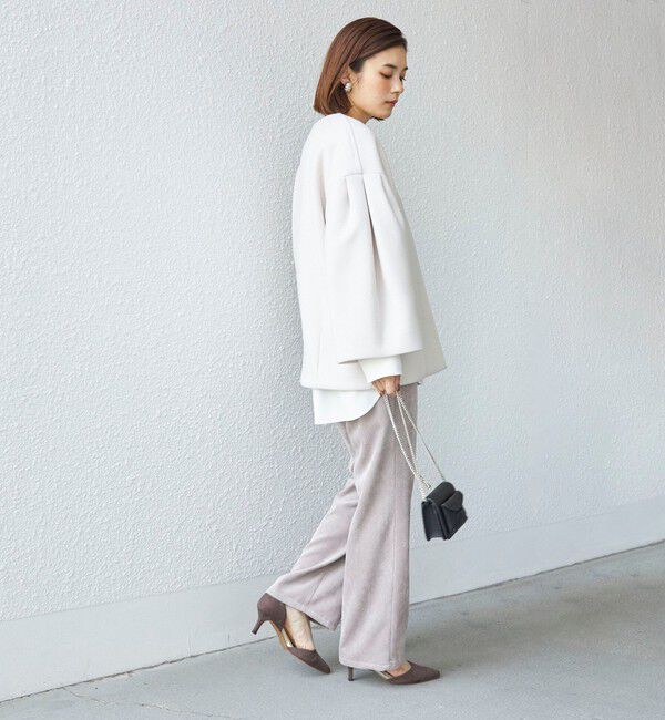 SHIPS for women「Bellandi SUPER130 コクーン ショート コート ◇」|ノーカラーコート|