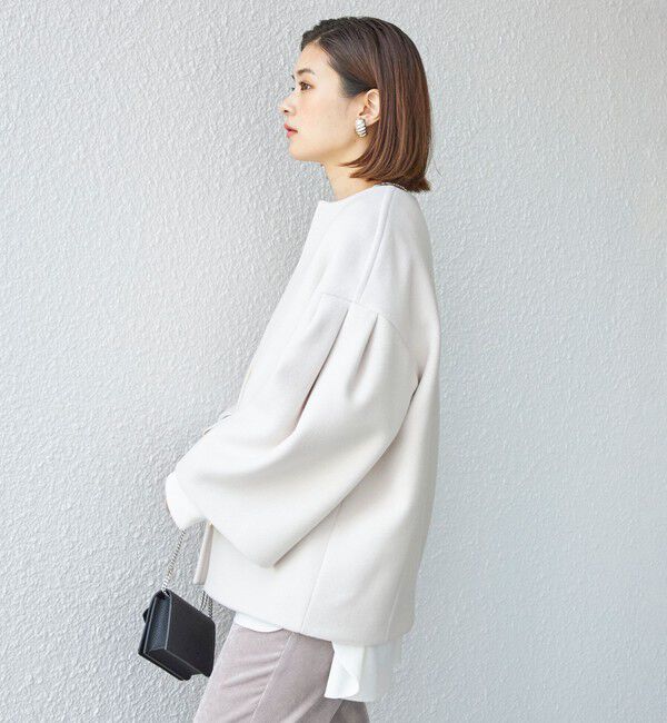 SHIPS for women「Bellandi SUPER130 コクーン ショート コート ◇」|ノーカラーコート|