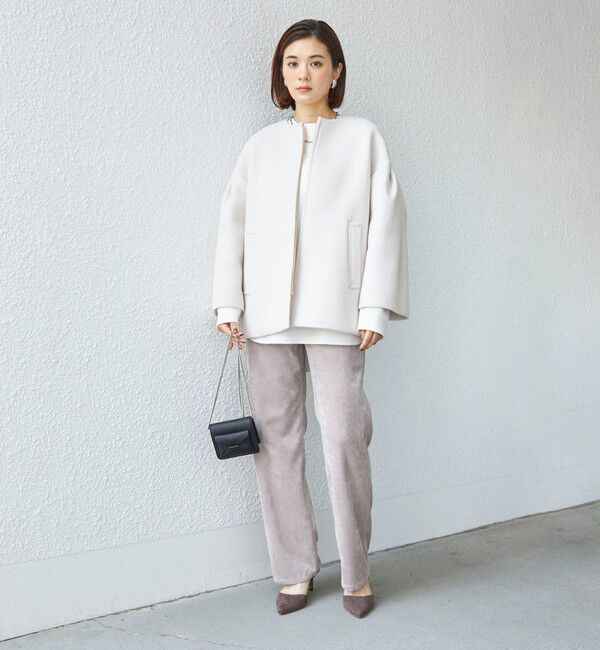 SHIPS for women「Bellandi SUPER130 コクーン ショート コート ◇」|ノーカラーコート|