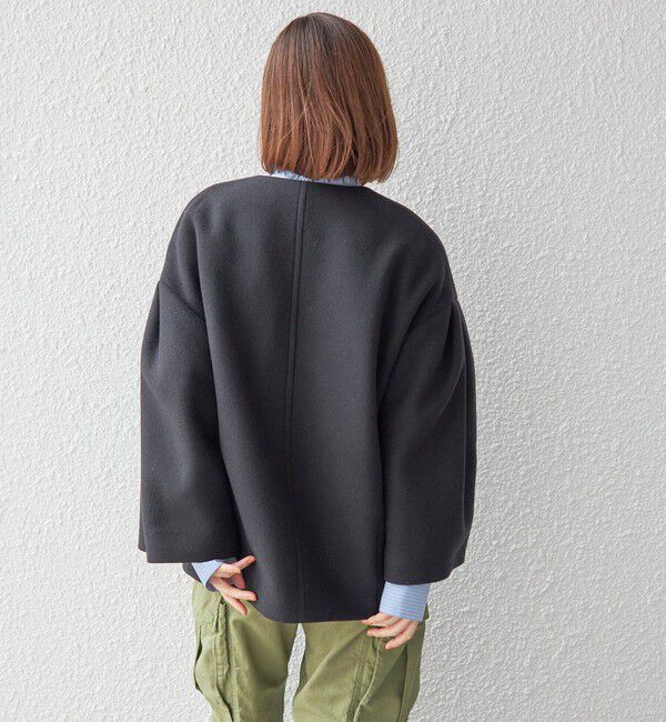 SHIPS for women「Bellandi SUPER130 コクーン ショート コート ◇」|ノーカラーコート|