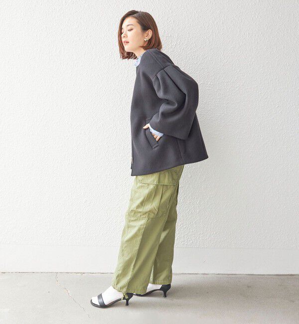 SHIPS for women「Bellandi SUPER130 コクーン ショート コート ◇」|ノーカラーコート|