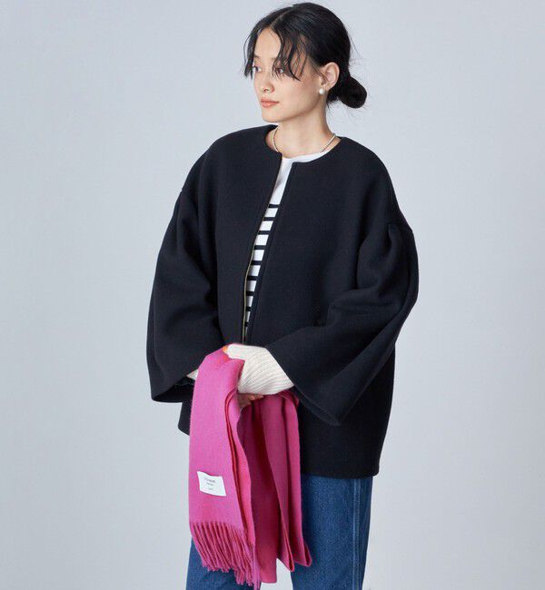 SHIPS for women「Bellandi SUPER130 コクーン ショート コート ◇」|ノーカラーコート|