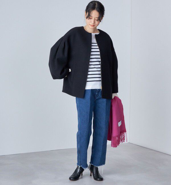 SHIPS for women「Bellandi SUPER130 コクーン ショート コート ◇」|ノーカラーコート|