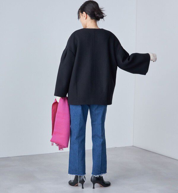 SHIPS for women「Bellandi SUPER130 コクーン ショート コート ◇」|ノーカラーコート|