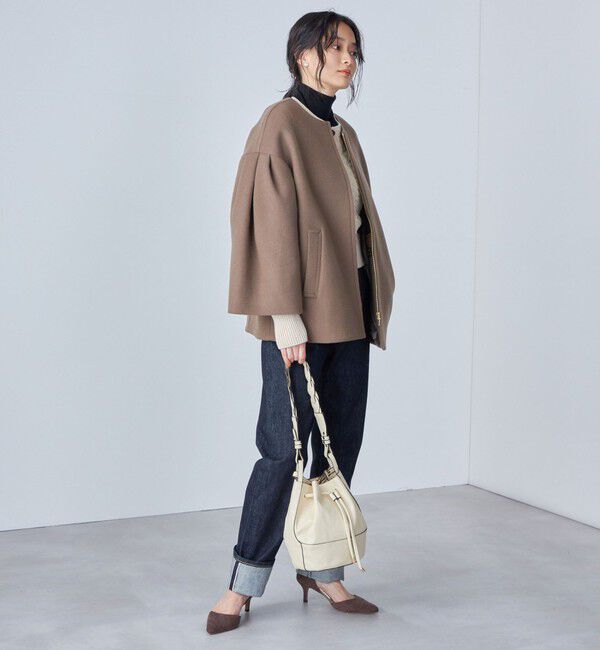 SHIPS for women「Bellandi SUPER130 コクーン ショート コート ◇」|ノーカラーコート|