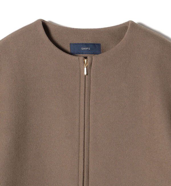 SHIPS for women「Bellandi SUPER130 コクーン ショート コート ◇」|ノーカラーコート|