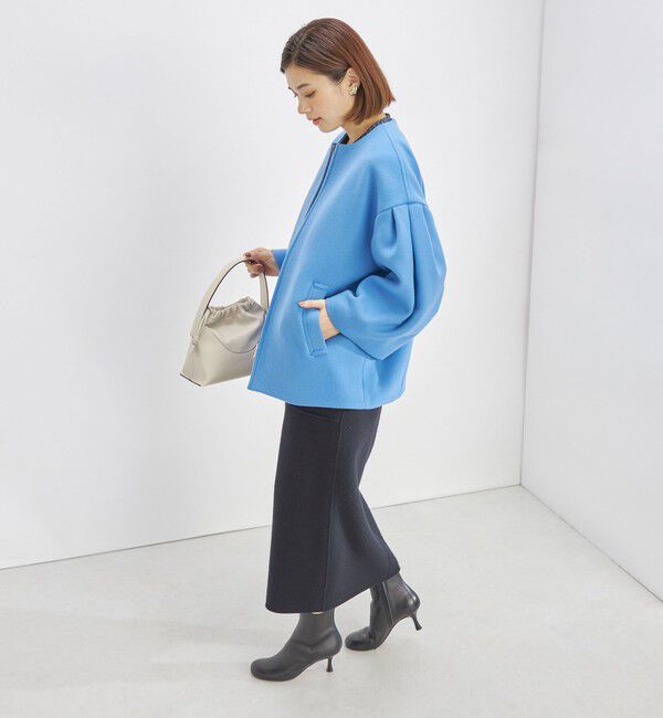 SHIPS for women「Bellandi SUPER130 コクーン ショート コート ◇」|ノーカラーコート|