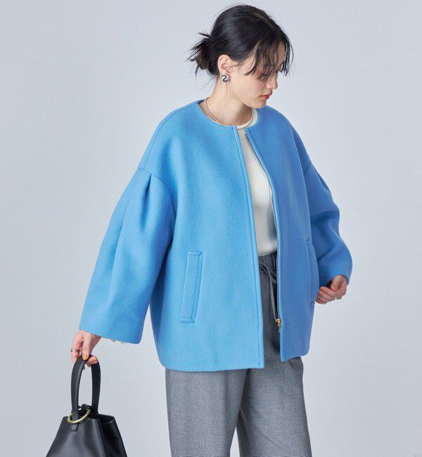 SHIPS for women「Bellandi SUPER130 コクーン ショート コート ◇」|ノーカラーコート|