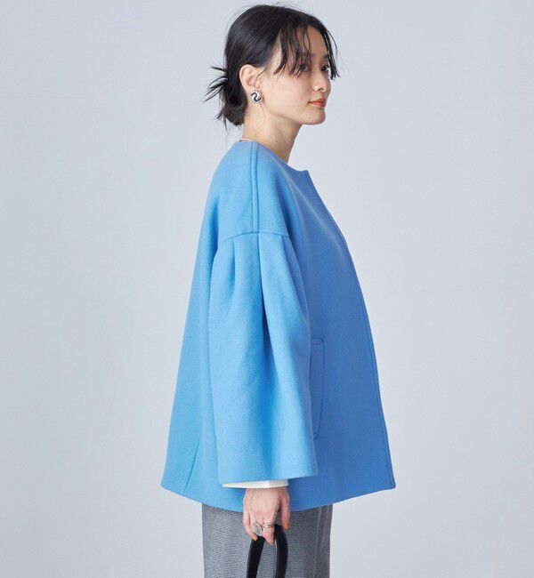 SHIPS for women「Bellandi SUPER130 コクーン ショート コート ◇」|ノーカラーコート|