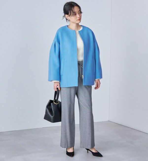 SHIPS for women「Bellandi SUPER130 コクーン ショート コート ◇」|ノーカラーコート|