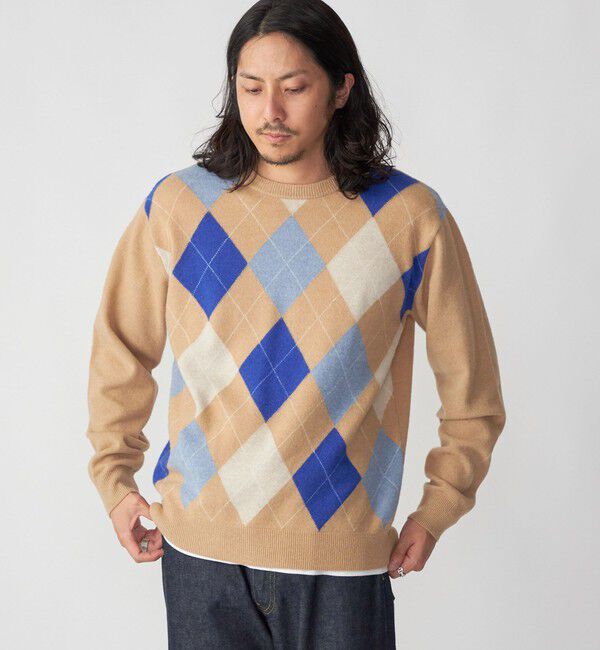 SHIPS「SHIPS: 12G イタリー ヤーン アーガイル クルーネック ニット プルオーバー」|ニット・セーター|