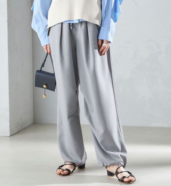 SHIPS for women「〈手洗い可能〉メランジ ツイル ギャザー カーゴパンツ ◇」|カーゴ|シルバーグレー