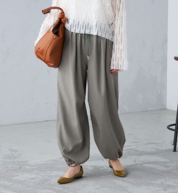 SHIPS for women「〈手洗い可能〉メランジ ツイル ギャザー カーゴパンツ ◇」|カーゴ|