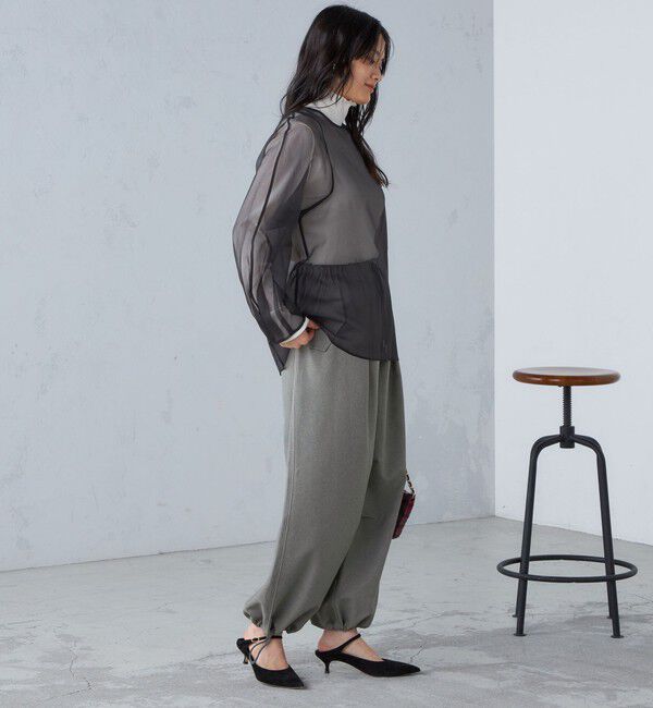 SHIPS for women「〈手洗い可能〉メランジ ツイル ギャザー カーゴパンツ ◇」|カーゴ|