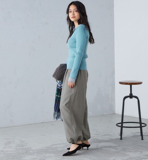 SHIPS for women「〈手洗い可能〉メランジ ツイル ギャザー カーゴパンツ ◇」|カーゴ|