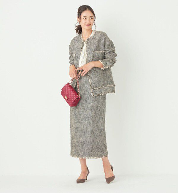 SHIPS Colors 「SHIPS Colors:〈手洗い可能〉ツイード タック タイト スカート（セットアップ対応可能）」|タイト|