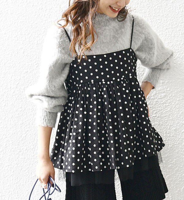 SHIPS any「bon_meur: フラワー エンブロイダリー キャミ ブラウス」|シャツ・ブラウス|ブラック