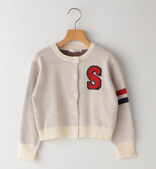 SHIPS KIDS「SHIPS KIDS:100～130cm /〈手洗い可能〉ジャカード レタード カーディガン」|カーディガン|