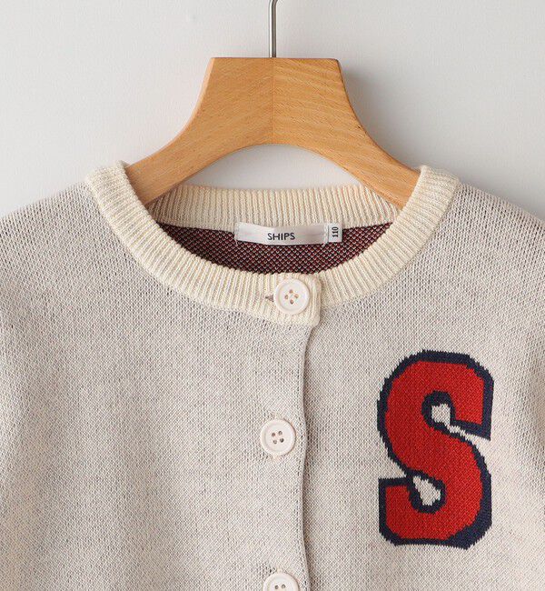 SHIPS KIDS「SHIPS KIDS:100～130cm /〈手洗い可能〉ジャカード レタード カーディガン」|カーディガン|