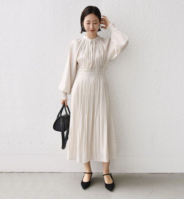 SHIPS for women「ウエスト シャーリング プリーツ ワンピース 24SS ◇」|ワンピース|