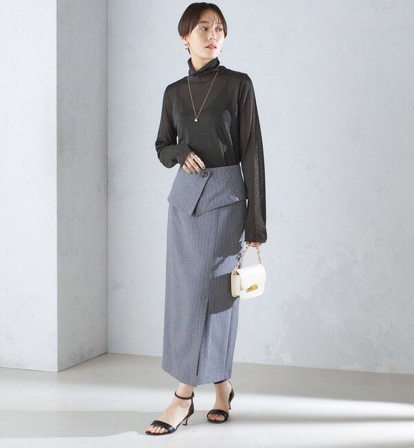 SHIPS for women「〈手洗い可能〉ベルト付 ストライプ タイト スカート 24SS ◇」|タイト|