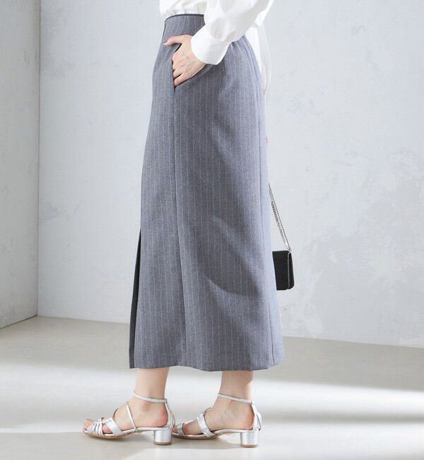 SHIPS for women「〈手洗い可能〉ベルト付 ストライプ タイト スカート 24SS ◇」|タイト|