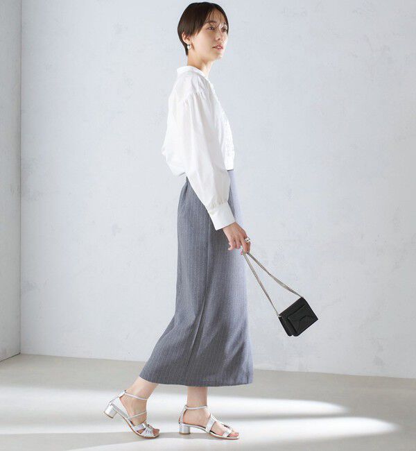 SHIPS for women「〈手洗い可能〉ベルト付 ストライプ タイト スカート 24SS ◇」|タイト|