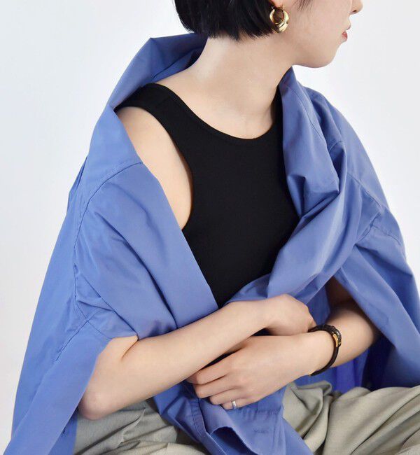 quaranciel「quaranciel:〈洗濯機可能〉カップ付き アメリカンスリーブ リブ タンクトップ」|インナー|ブラック